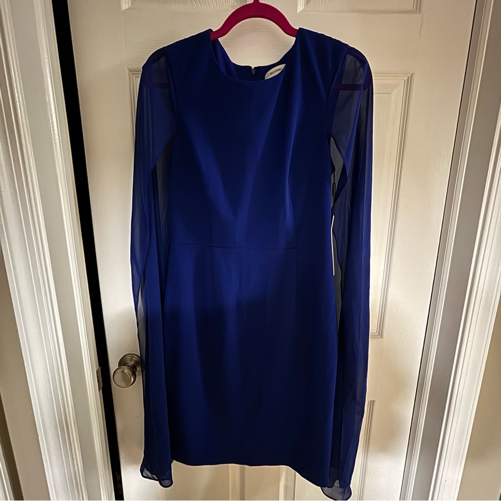 NWT Calvin Klein Cobalt Blue Cape Dress